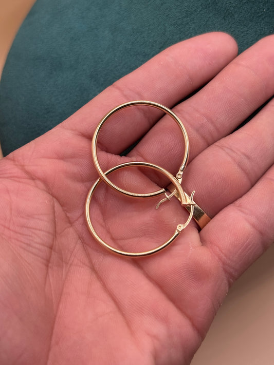 14K Gold Classic Round Hoop Earrings – Timeless Gold Hoops for Women, Everyday Jewelry, Minimalist Style