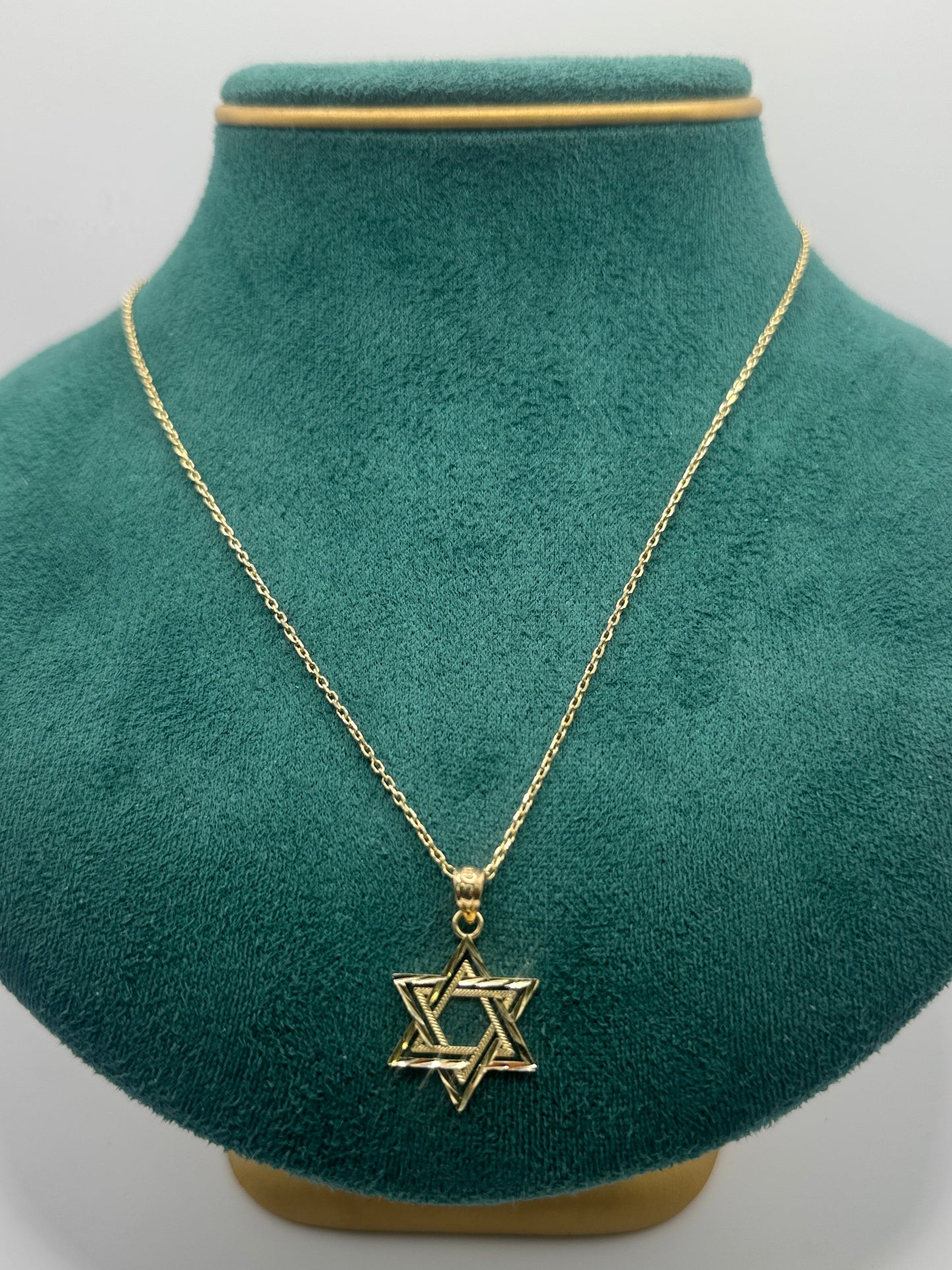 14k Gold necklace 18”inch With David Star pendant unisex necklace