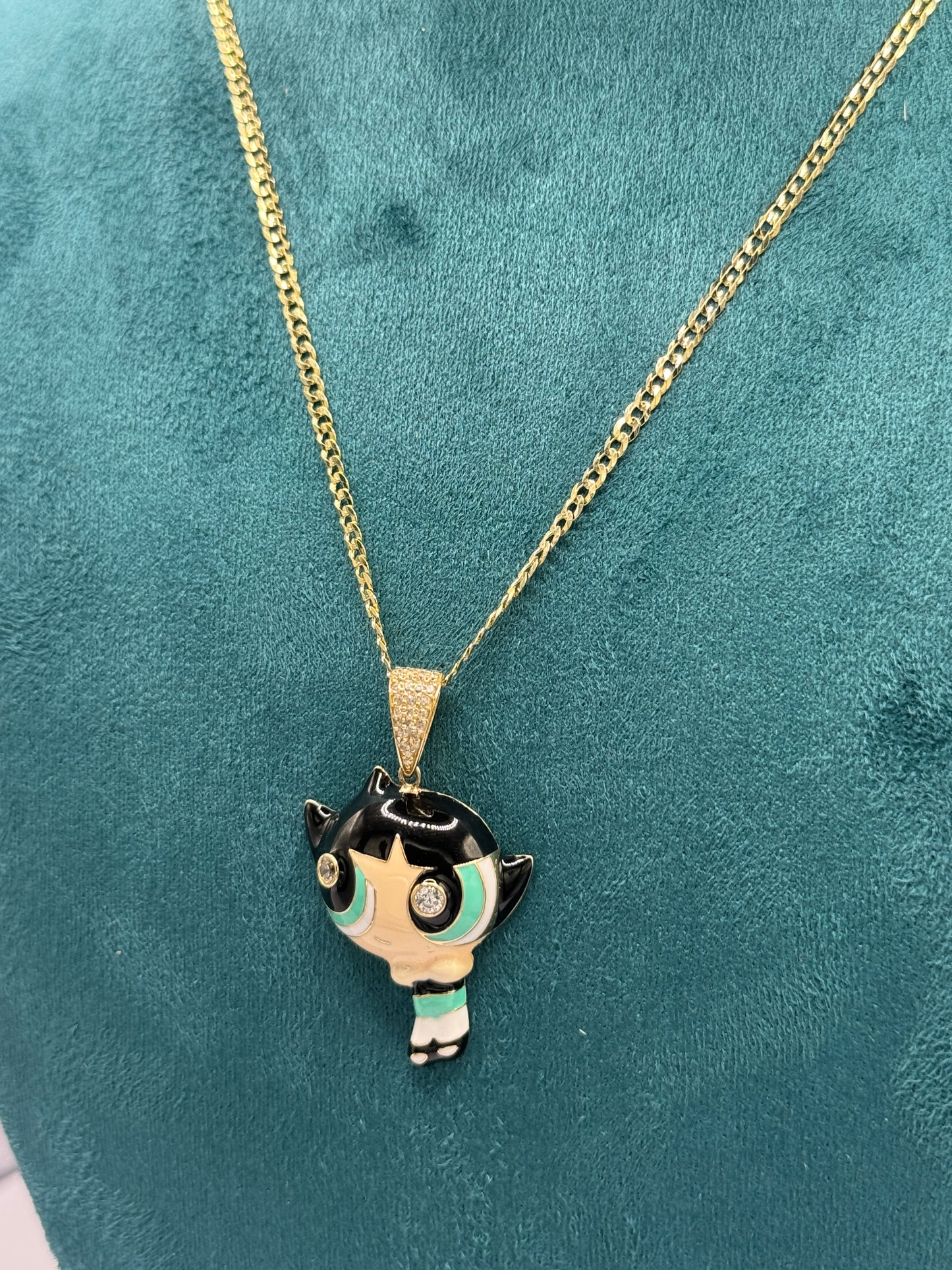 14K Gold Chain with Cartoon Pendant – 16” ✨