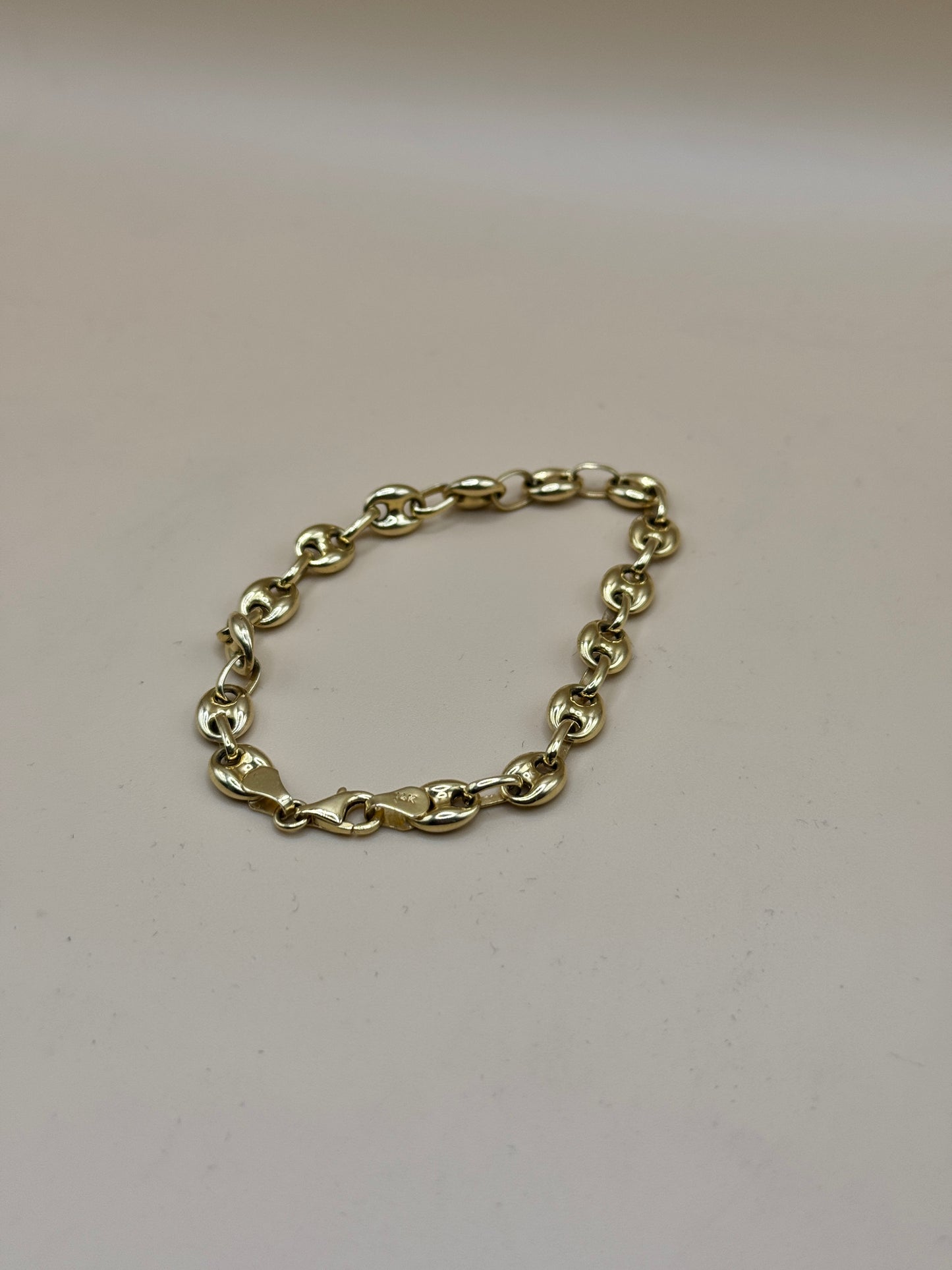 14K Gold Puffed Mariner Link Bracelet – 7” for women