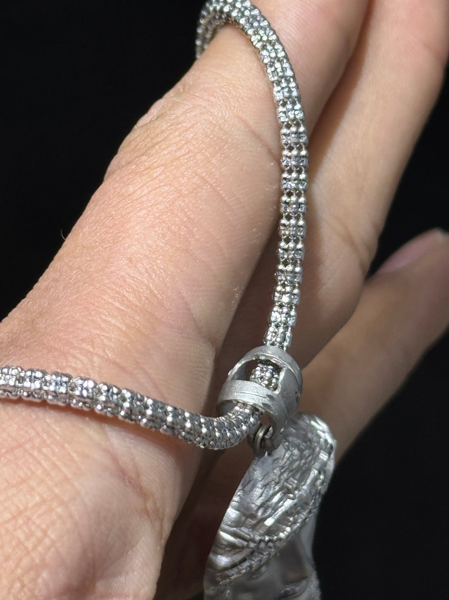 14K White Gold Moon Ice Chain – 20” with Jesus Face Pendant