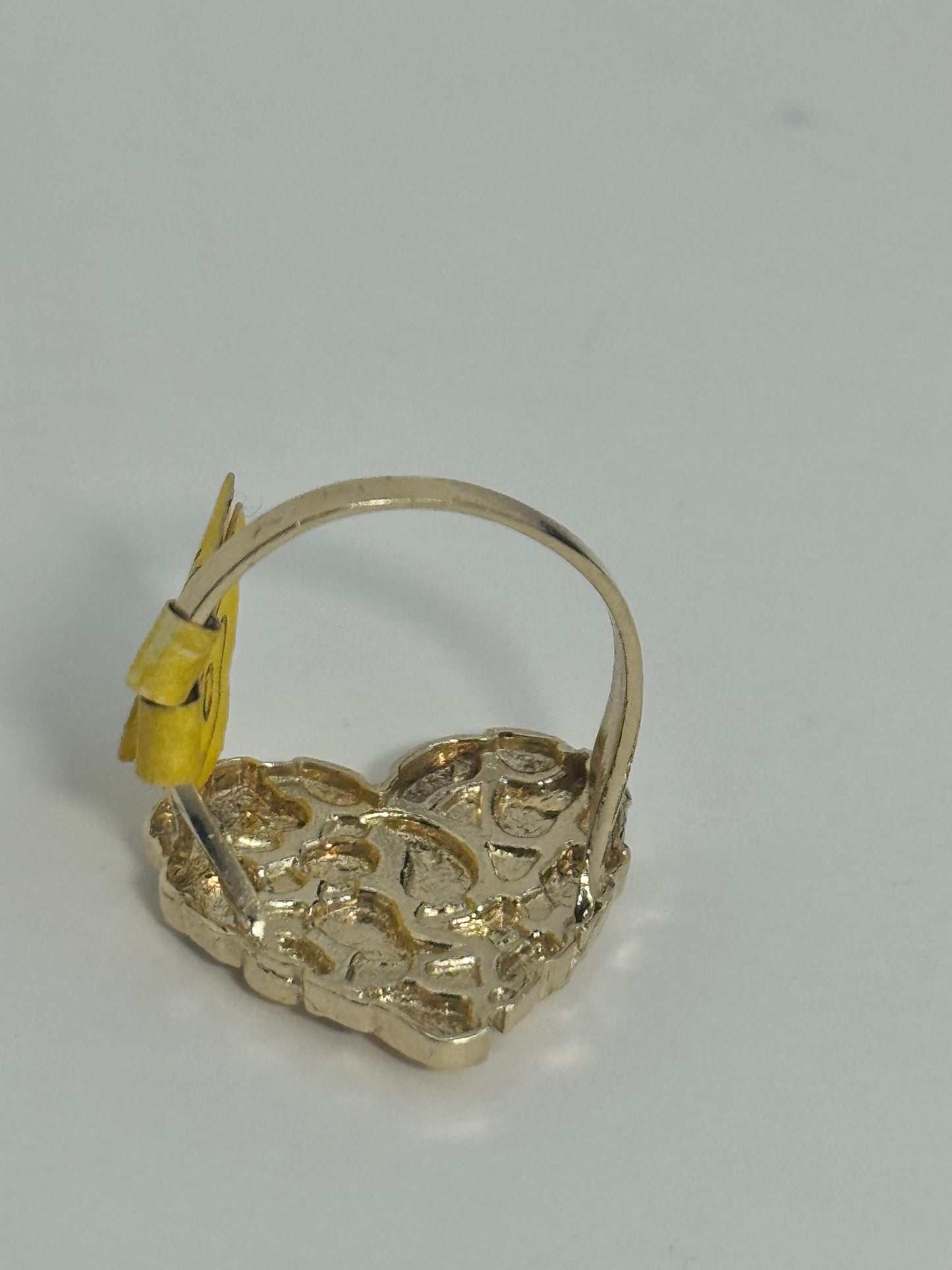 14k solid Gold Heart ring with water drop design
