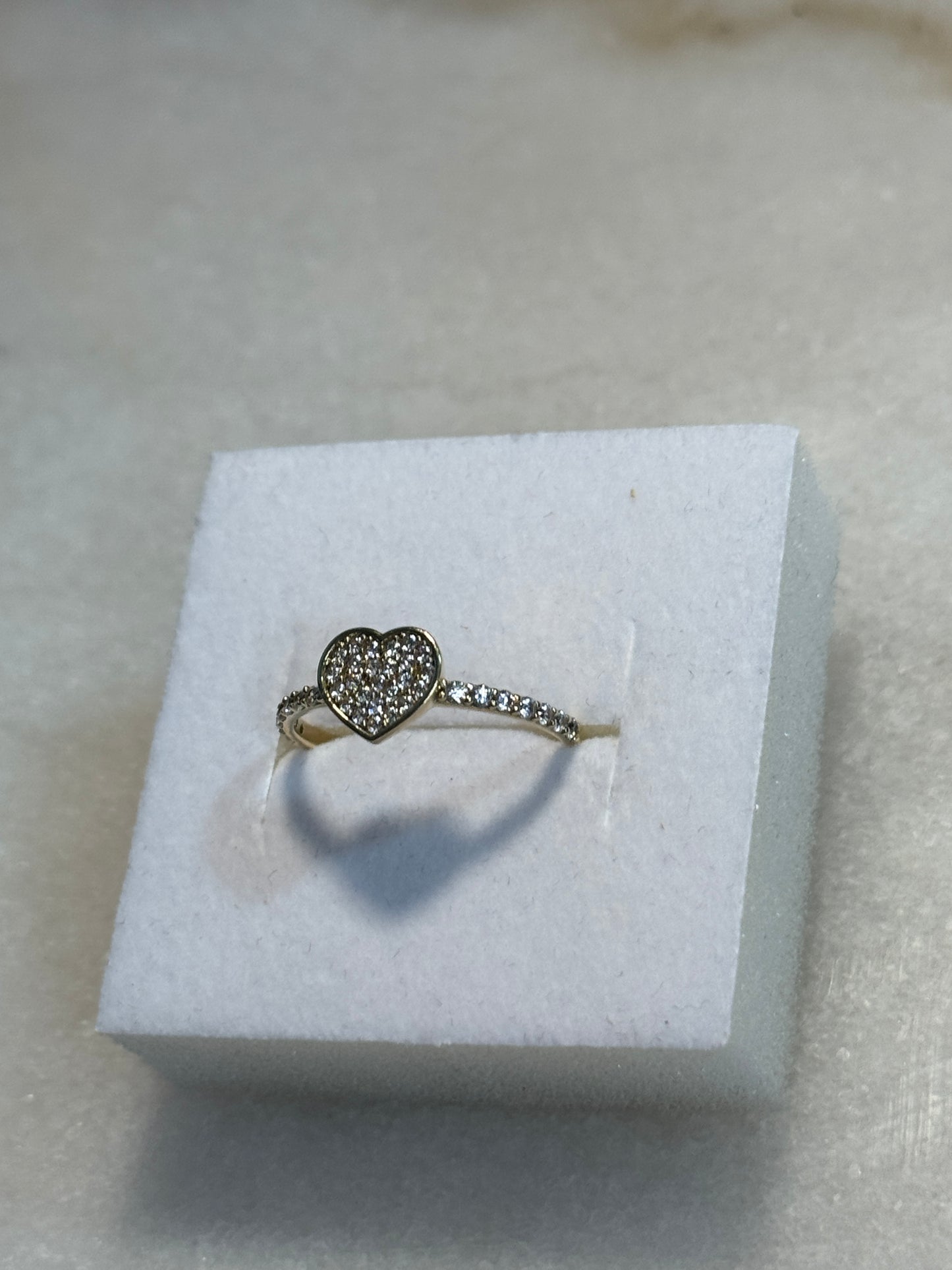14K Gold heart Ring with ZC for Women  ❤️