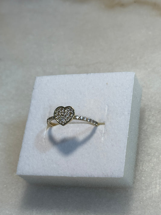 14K Gold heart Ring with ZC for Women  ❤️