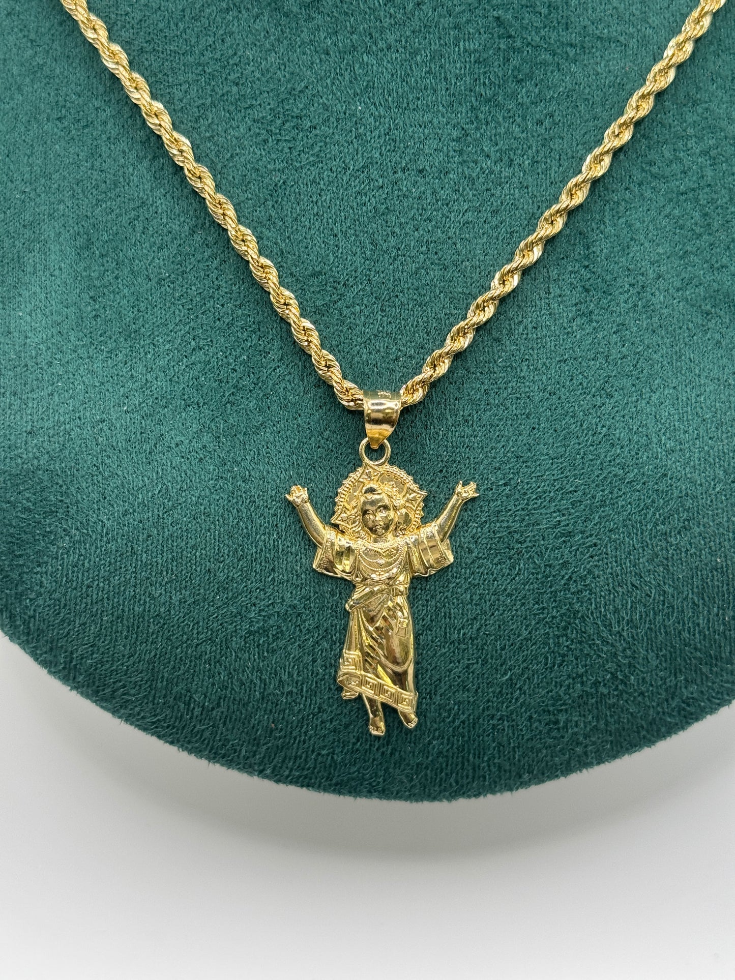 14K Gold Rope Chain – 24” with Divine Child Pendant (3mm Chain)