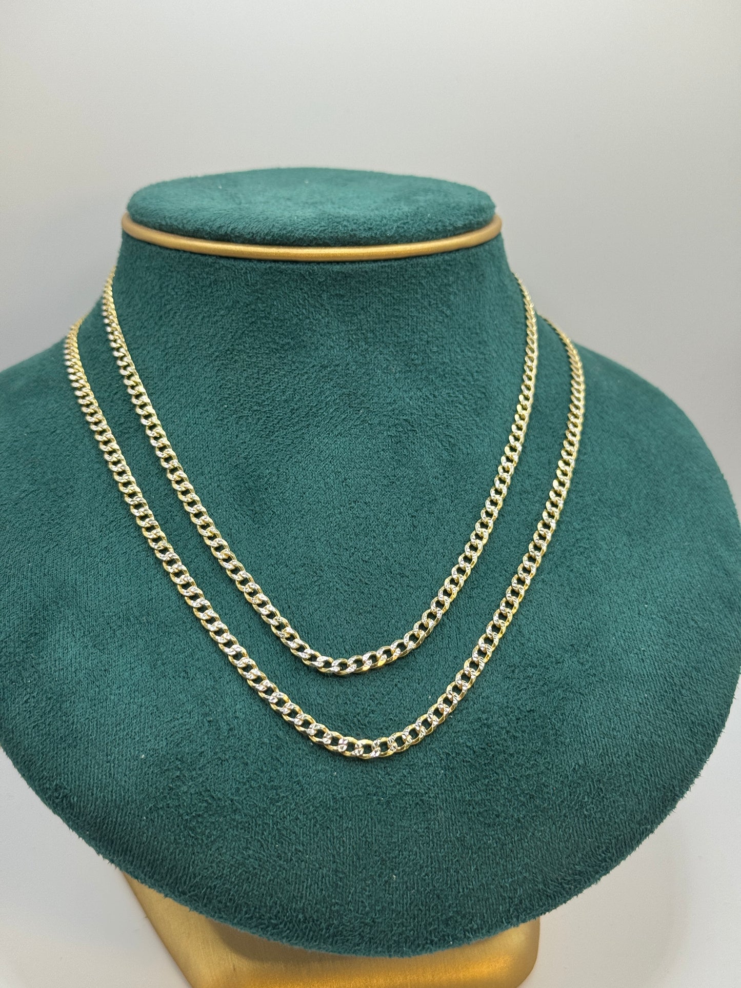 925 Silver Two-Tone Gold Plated Curb Link Chain