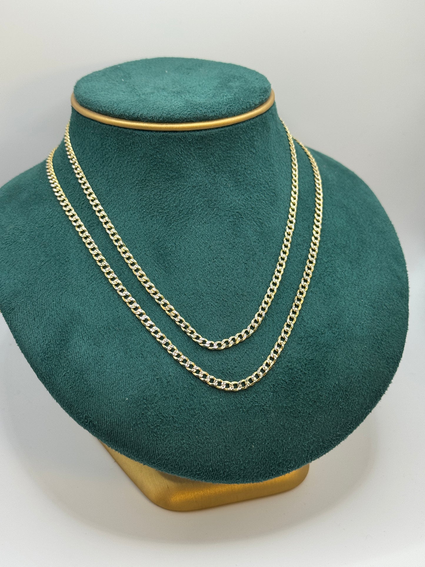 925 Silver Two-Tone Gold Plated Curb Link Chain