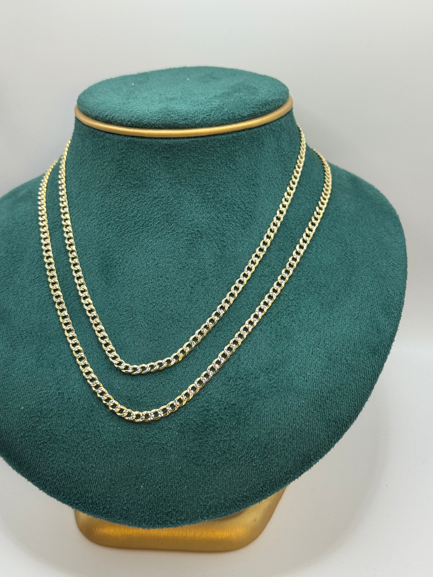 925 Silver Two-Tone Gold Plated Curb Link Chain