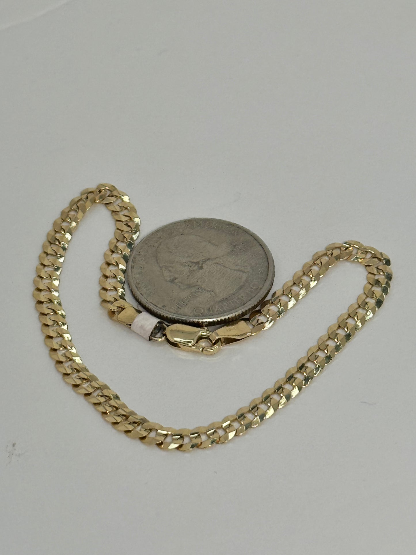 14k gold Cuban link bracelet, single tone yellow Gold