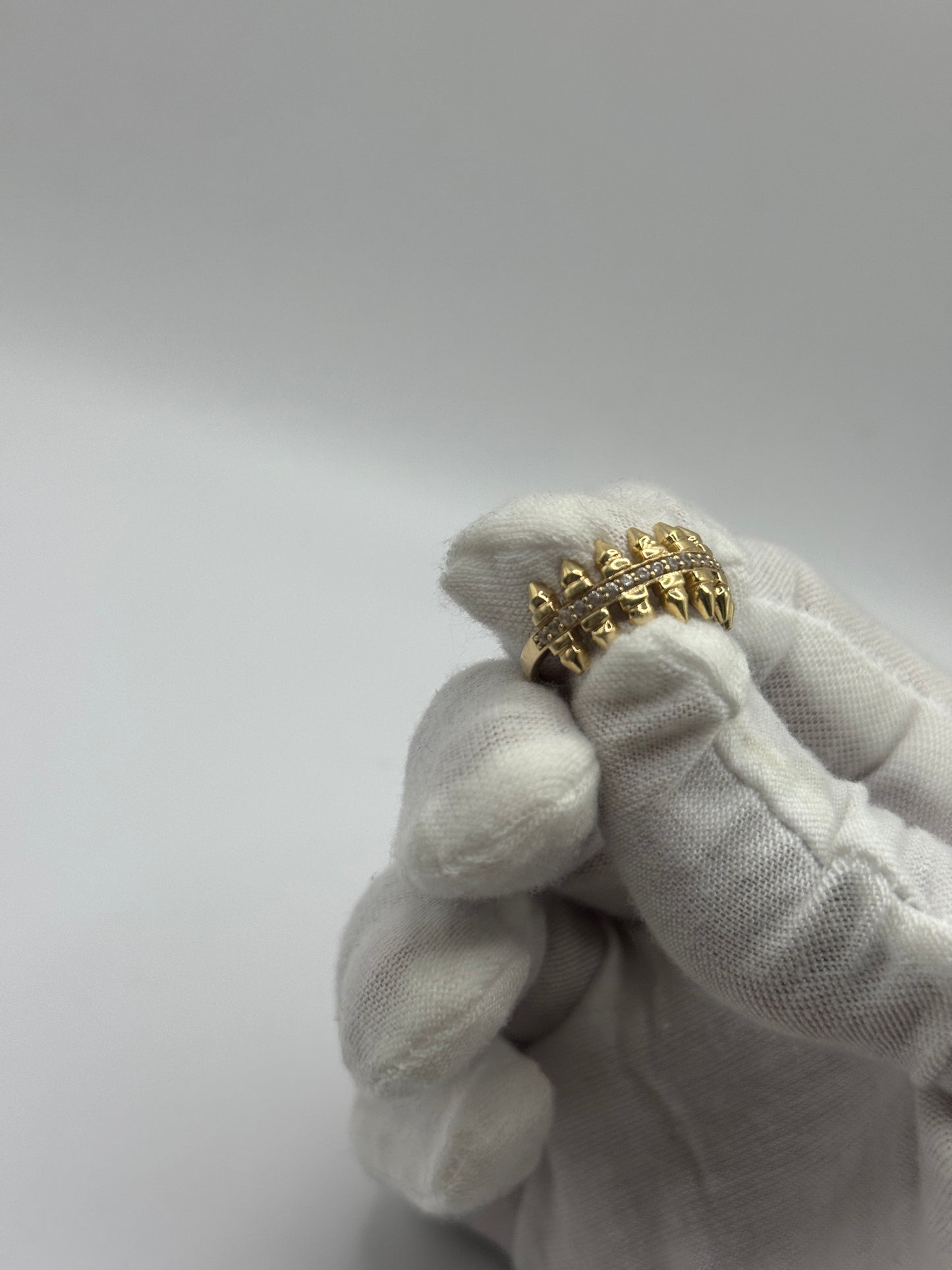 14K Gold Spiked Ring – Unisex – Size 6 with CZ