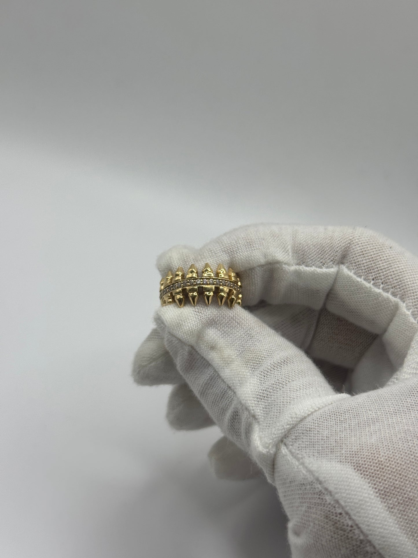 14K Gold Spiked Ring – Unisex – Size 6 with CZ