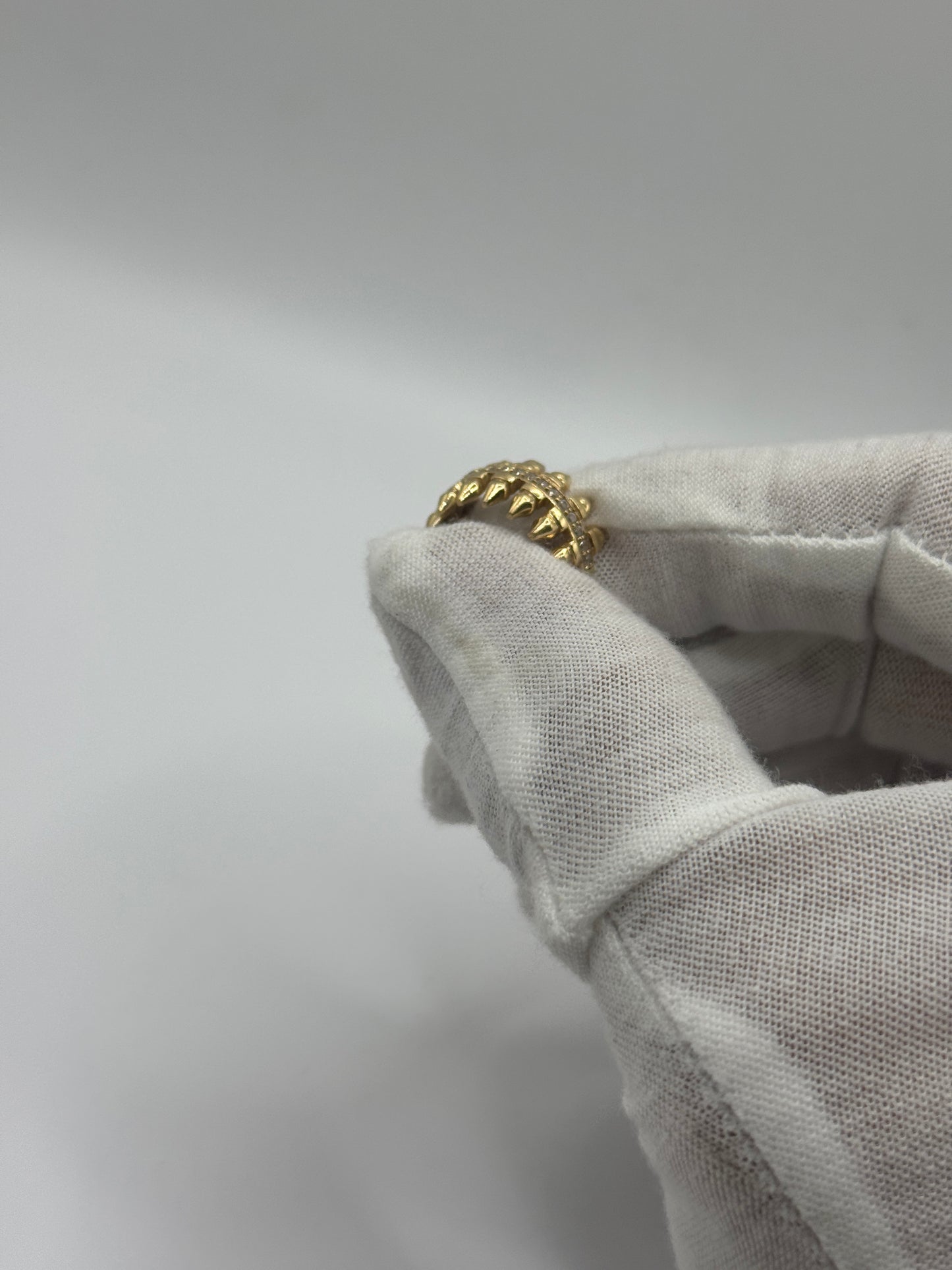 14K Gold Spiked Ring – Unisex – Size 6 with CZ