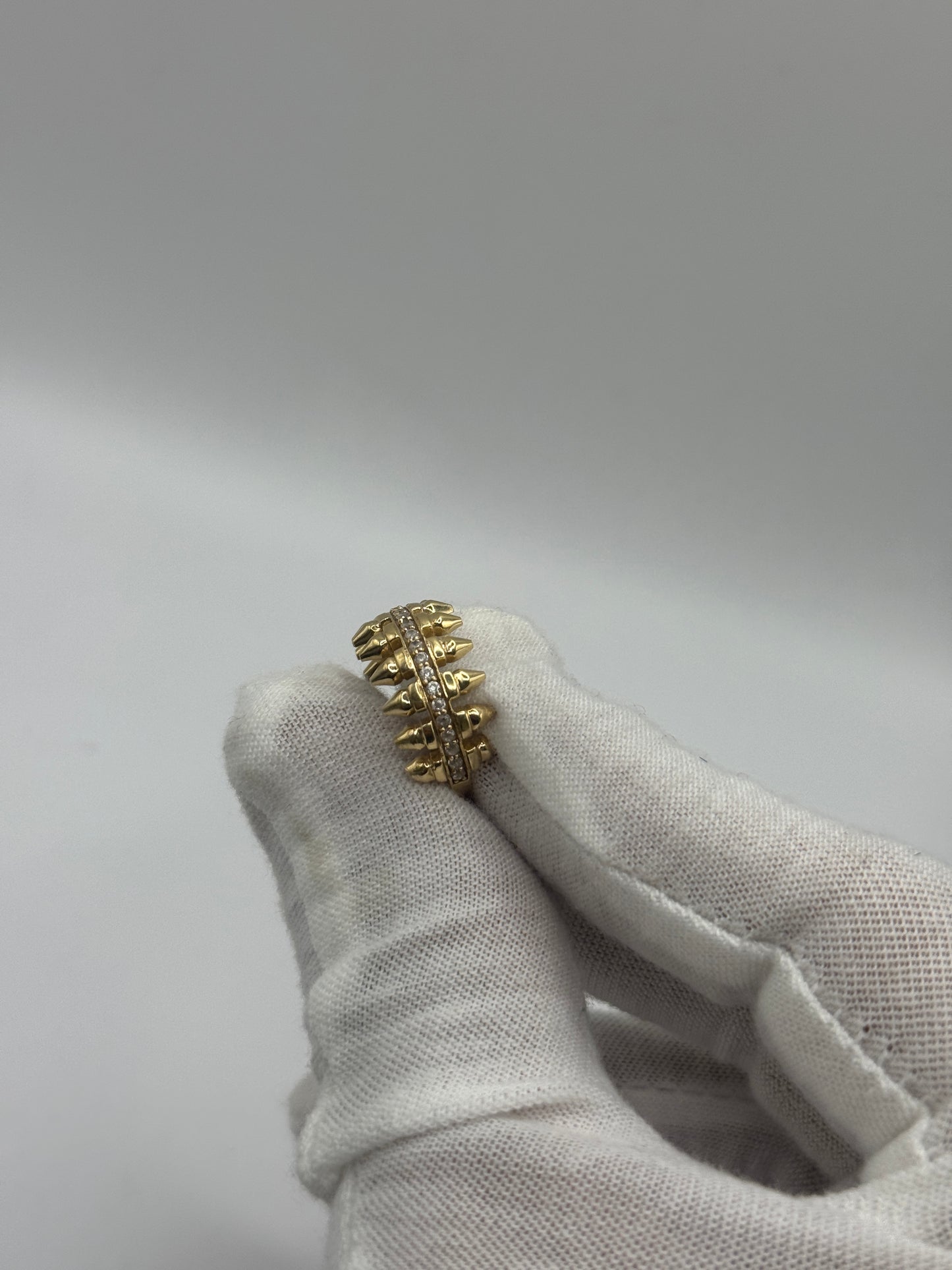 14K Gold Spiked Ring – Unisex – Size 6 with CZ