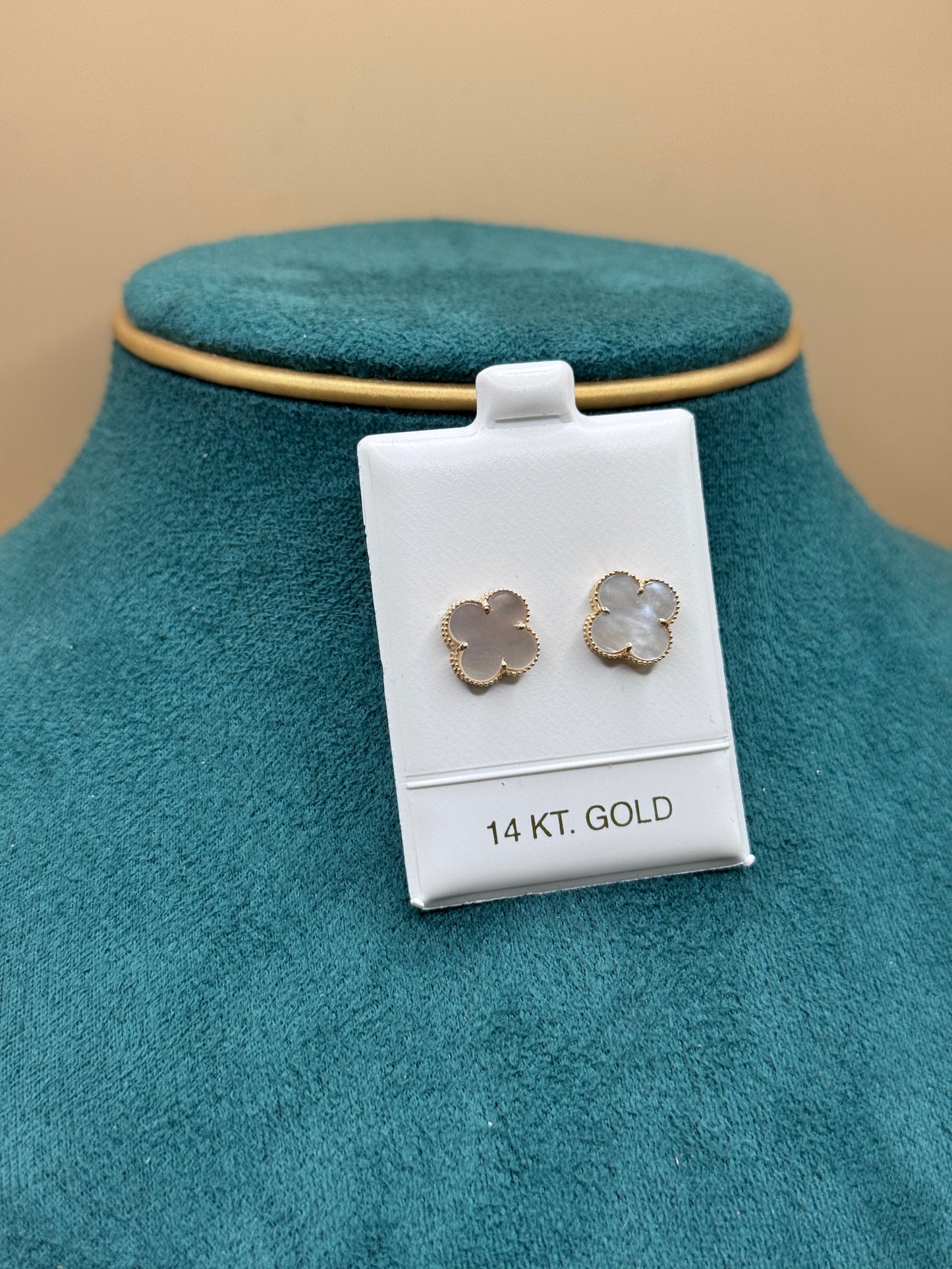 14k gold Clover Leaf Ear studs