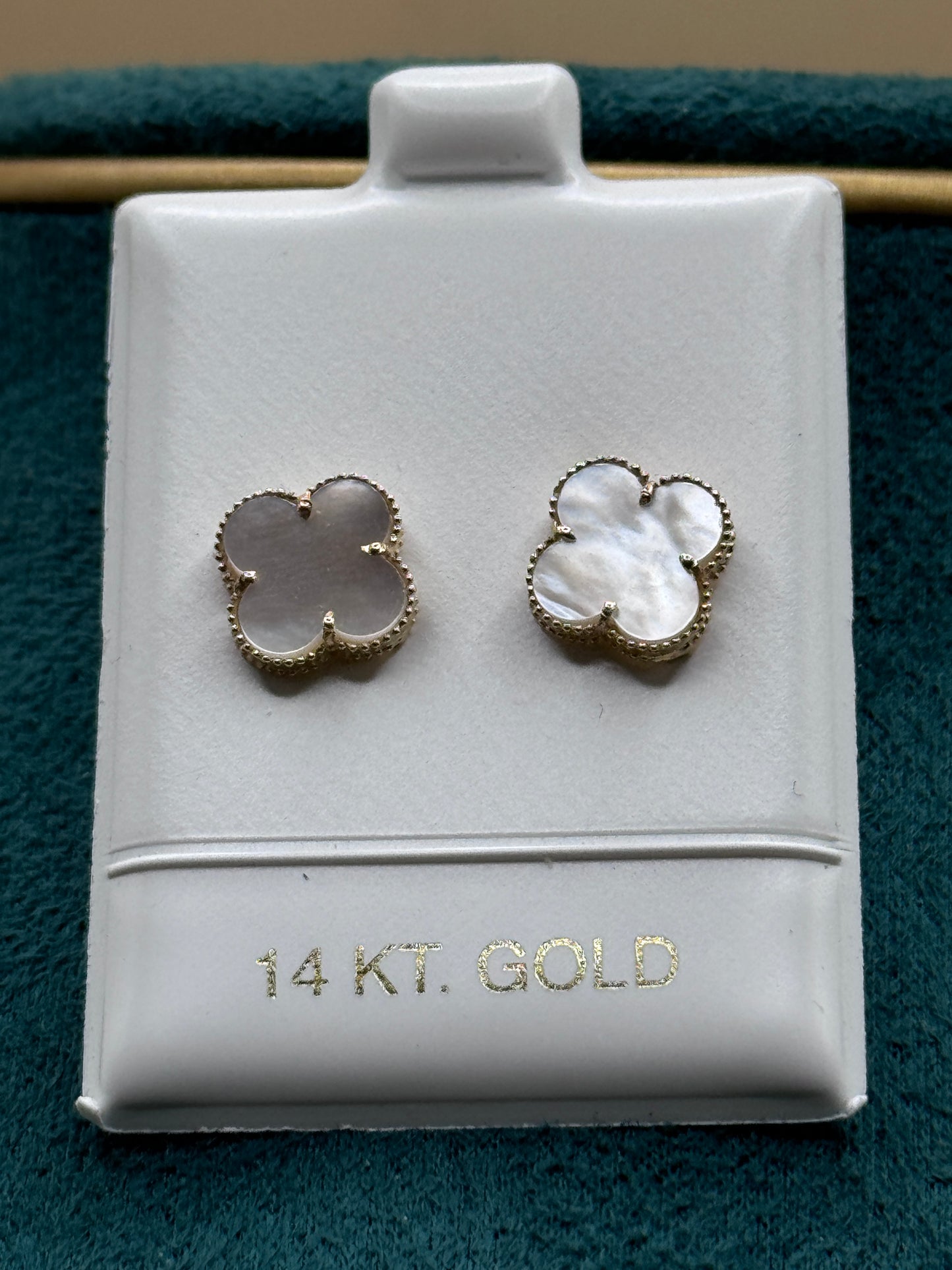 14k gold Clover Leaf Ear studs