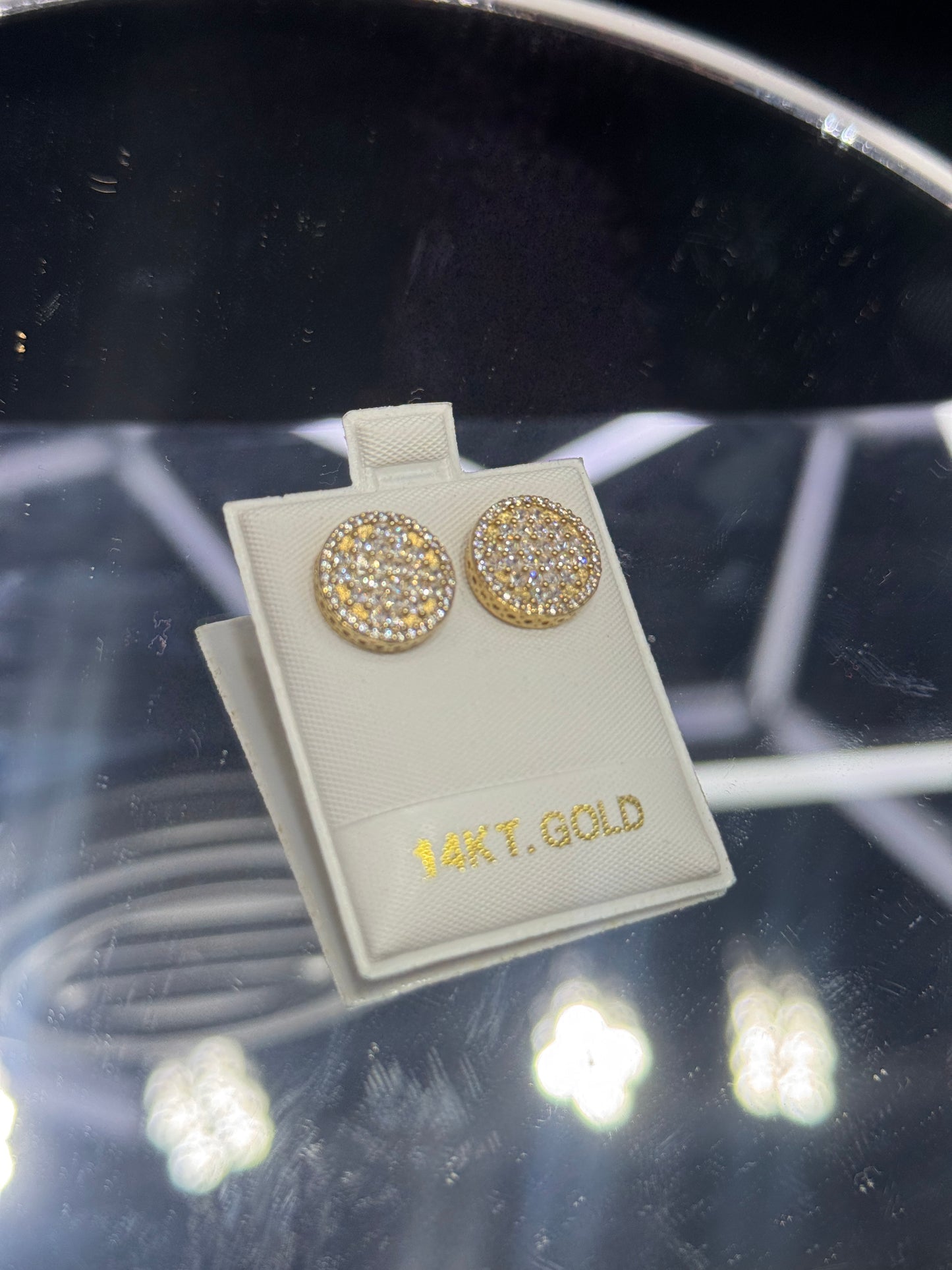 14K Gold Round Stud Earrings for Men – Brilliant Cubic Zirconia Shine