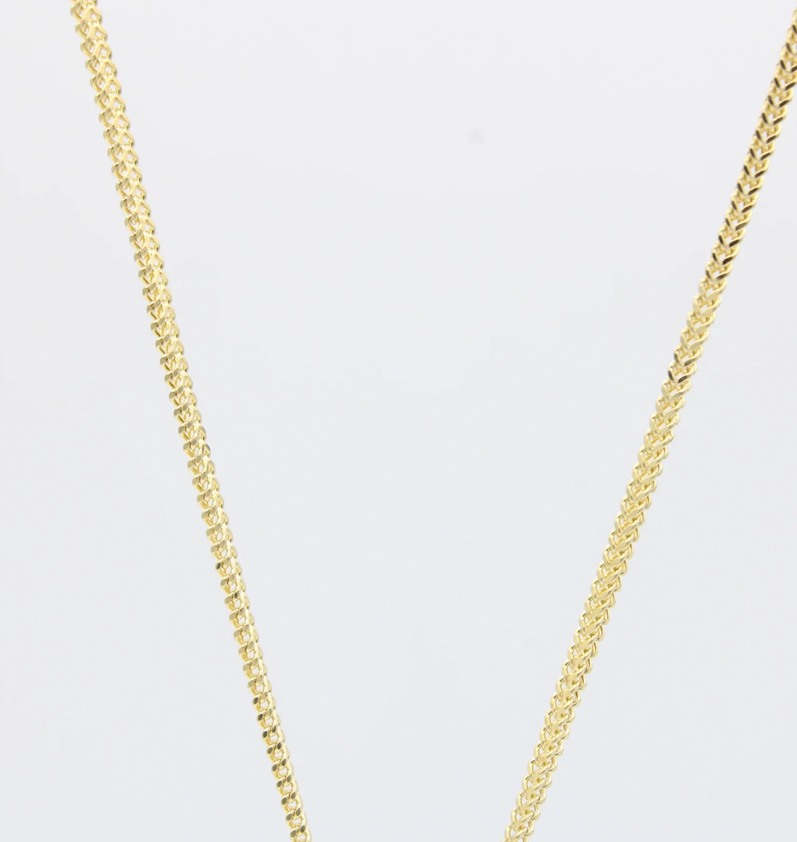 NEW 14K Gold CZ RD Map Pendant with Hollow Franco Chain – 20”