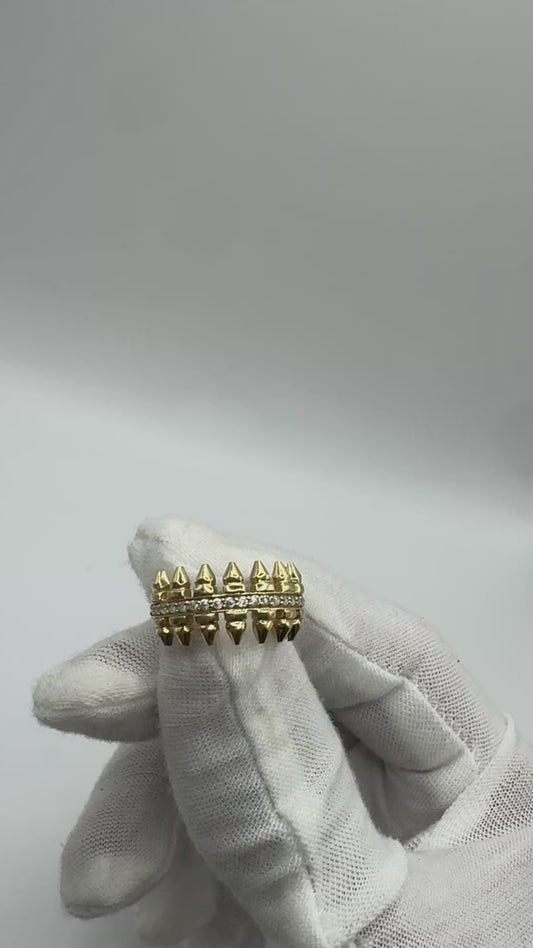 14K Gold Spiked Ring – Unisex – Size 6 with CZ