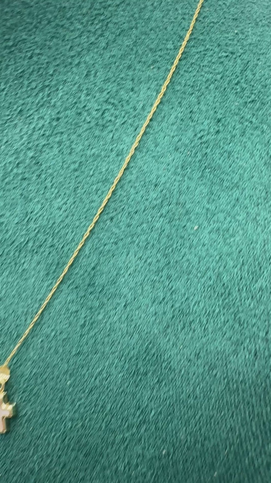 14k gold chain necklace 18”long for women with cross pendant