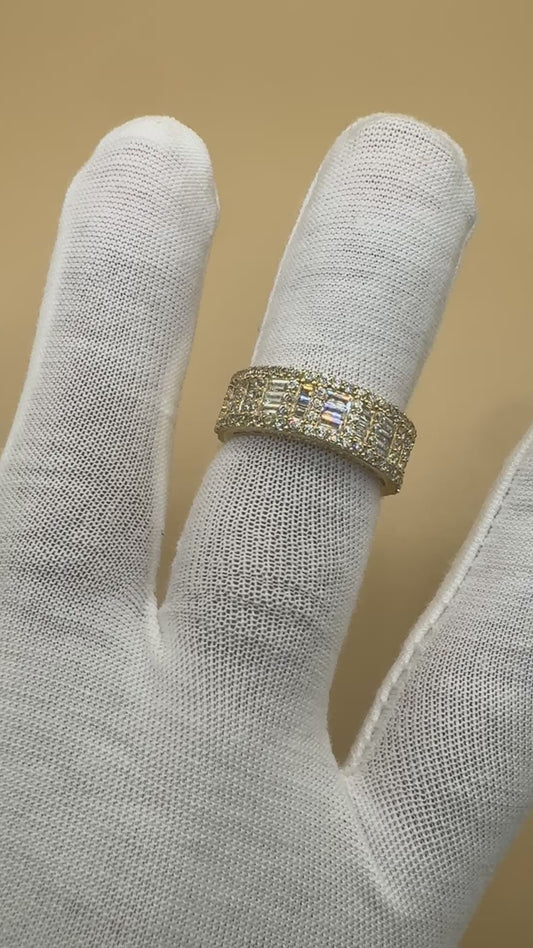 14K Gold Baguette CZ Ring Size 10.5 for Men – Real Gold Statement Ring, Iced Out Jewelry