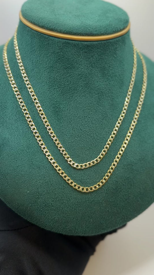 925 Silver Two-Tone Gold Plated Curb Link Chain
