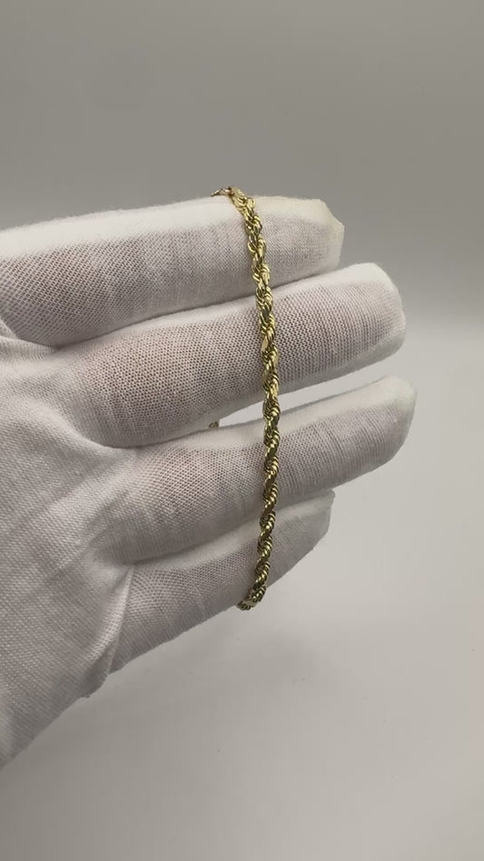 14K Gold Rope Bracelet for Men – 3.4mm