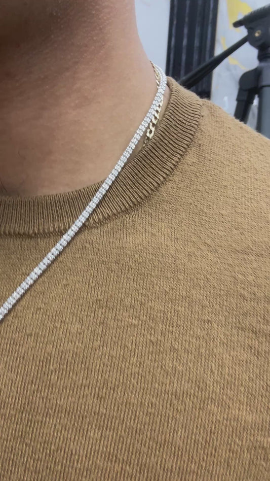 14K White Gold Moon Ice Chain – 20” with Jesus Face Pendant